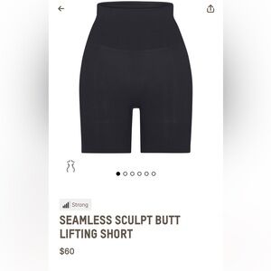 Skims seamless sculpt butt lifting short brand new never worn size XS